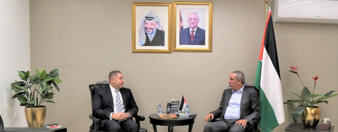 minister hussein alsheikh meets with egyptian ambassador tarek tayel